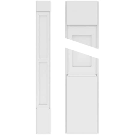 Ekena Millwork Two Equal Flat Panel PVC Pilaster w/Standard Capital & Base, 6"W x 108"H x 2"P PILP06X108DFP01-2